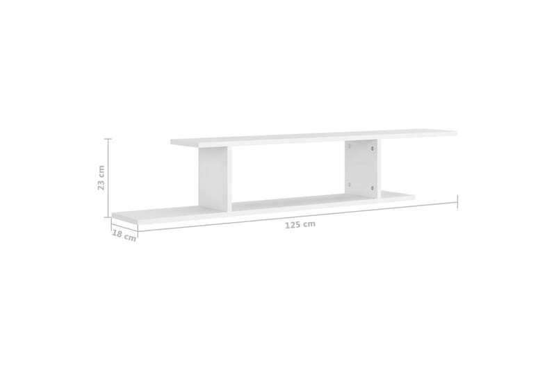 væghængt tv-hylde 125x18x23 cm spånplade hvid - Hvid - TV-borde