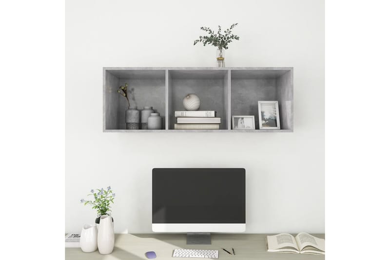 væghængt tv-skab 37x37x107cm spånplade betongrå - Grå - Møbler - TV borde & mediemøbler - TV-borde