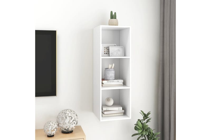 væghængt tv-skab 37x37x107cm spånplade hvid - Hvid - Møbler - TV borde & mediemøbler - TV-borde