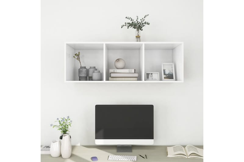 væghængt tv-skab 37x37x107cm spånplade hvid - Hvid - Møbler - TV borde & mediemøbler - TV-borde