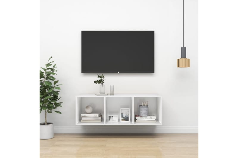 væghængt tv-skab 37x37x107cm spånplade hvid - Hvid - Møbler - TV borde & mediemøbler - TV-borde