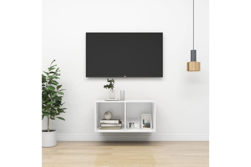 væghængt tv-skab 37x37x72cm spånplade hvid - Hvid - Møbler - TV borde & mediemøbler - TV-borde