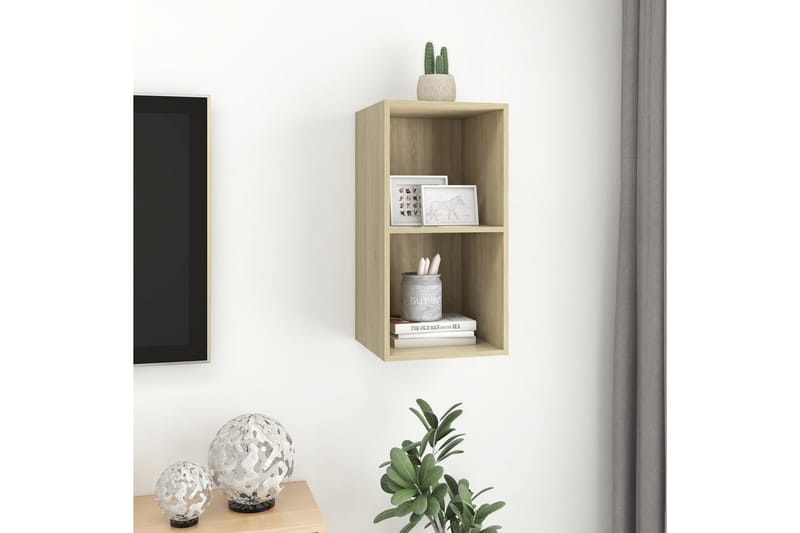 væghængt tv-skab 37x37x72cm spånplade sonoma-eg - Brun - Møbler - TV borde & mediemøbler - TV-borde