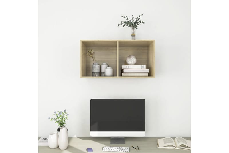 væghængt tv-skab 37x37x72cm spånplade sonoma-eg - Brun - Møbler - TV borde & mediemøbler - TV-borde