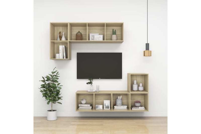 væghængt tv-skab 37x37x72cm spånplade sonoma-eg - Brun - Møbler - TV borde & mediemøbler - TV-borde