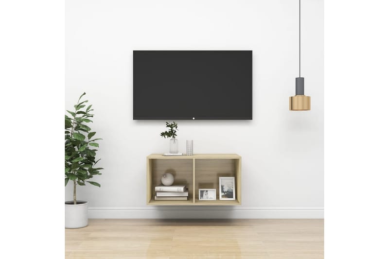 væghængt tv-skab 37x37x72cm spånplade sonoma-eg - Brun - Møbler - TV borde & mediemøbler - TV-borde