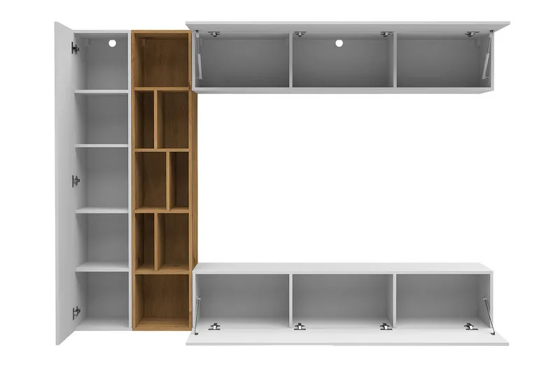 Vægmonteret Tv-bord 224 cm med Opbevaring i Eg - Antracit - Møbler - TV borde & mediemøbler - TV-borde
