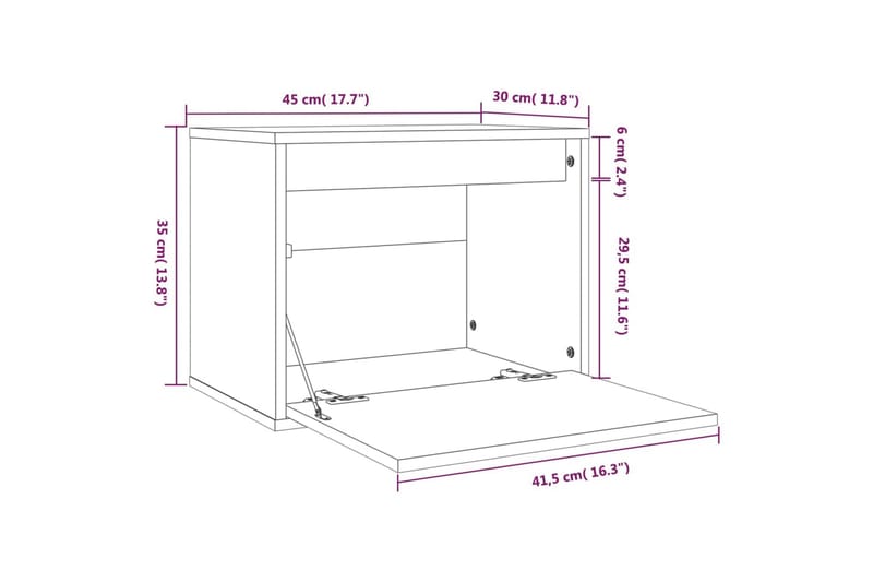 vægskab. 45x30x35 cm massivt fyrretræ - Brun - TV-borde