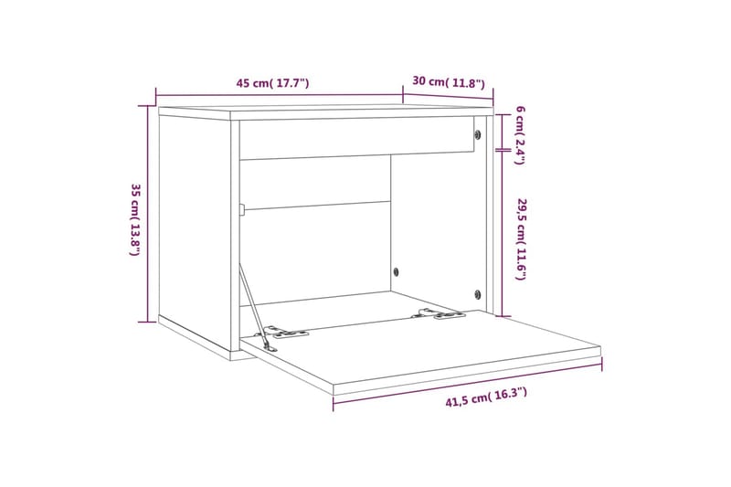 vægskab. 45x30x35 cm massivt fyrretræ  honningbrun - Brun - Møbler - TV borde & mediemøbler - TV-borde