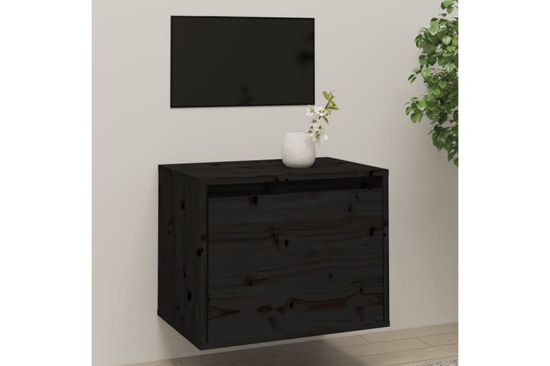 vægskab. 45x30x35 cm massivt fyrretræ sort - Sort - TV-borde