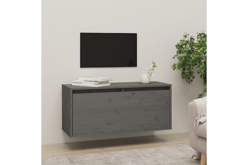 vægskab 80x30x35 cm massivt fyrretræ grå - Grå - TV-borde