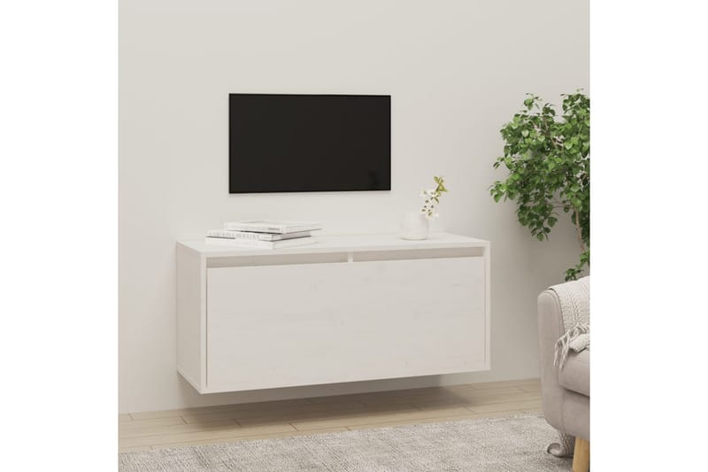 vægskab 80x30x35 cm massivt fyrretræ hvid - Hvid - Møbler - TV borde & mediemøbler - TV-borde
