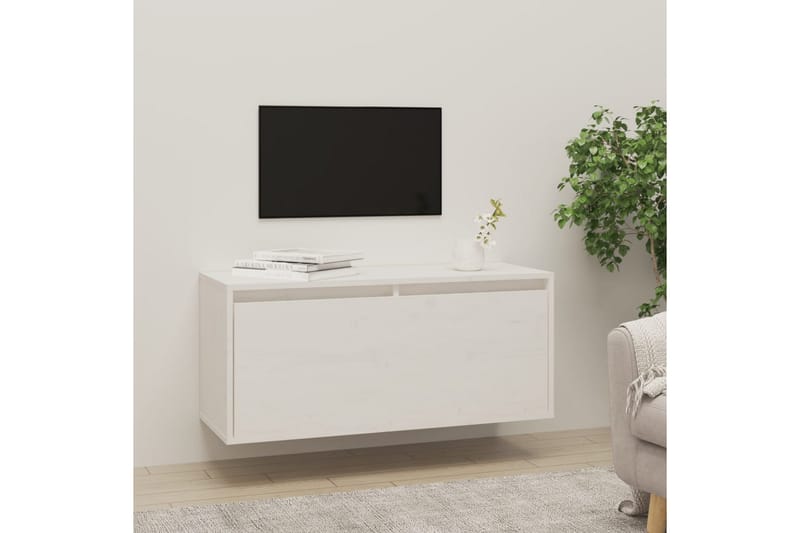 vægskab 80x30x35 cm massivt fyrretræ hvid - Hvid - TV-borde