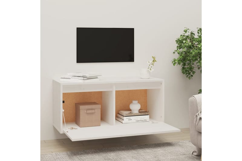 vægskab 80x30x35 cm massivt fyrretræ hvid - Hvid - TV-borde