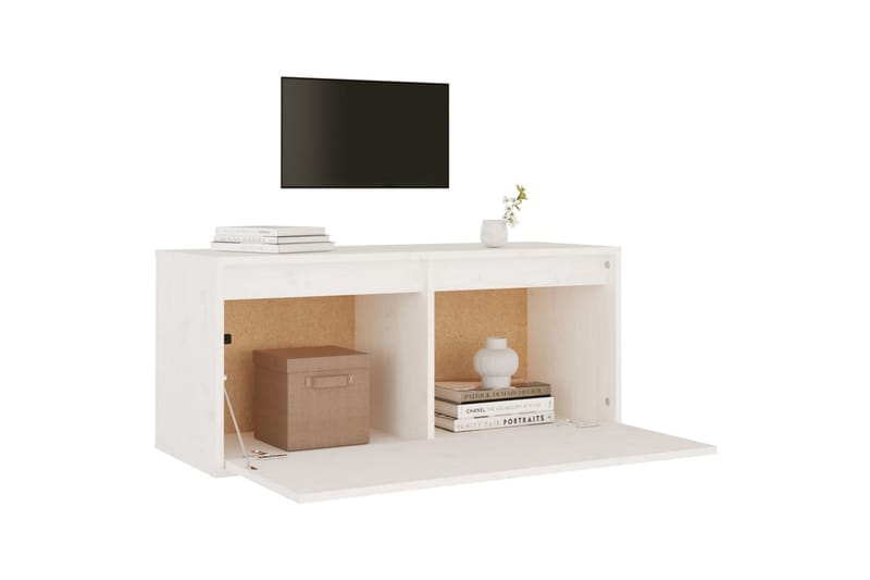 vægskab 80x30x35 cm massivt fyrretræ hvid - Hvid - Møbler - TV borde & mediemøbler - TV-borde