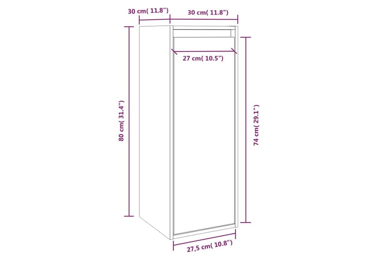 vægskabe 2 stk. 30x30x80 cm massivt fyrretræ - Brun - TV-borde