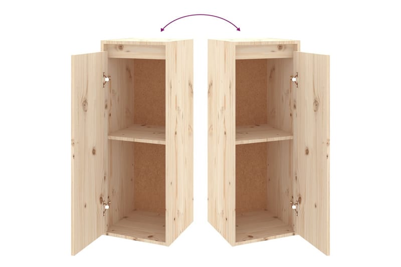 vægskabe 2 stk. 30x30x80 cm massivt fyrretræ - Brun - Møbler - TV borde & mediemøbler - TV-borde