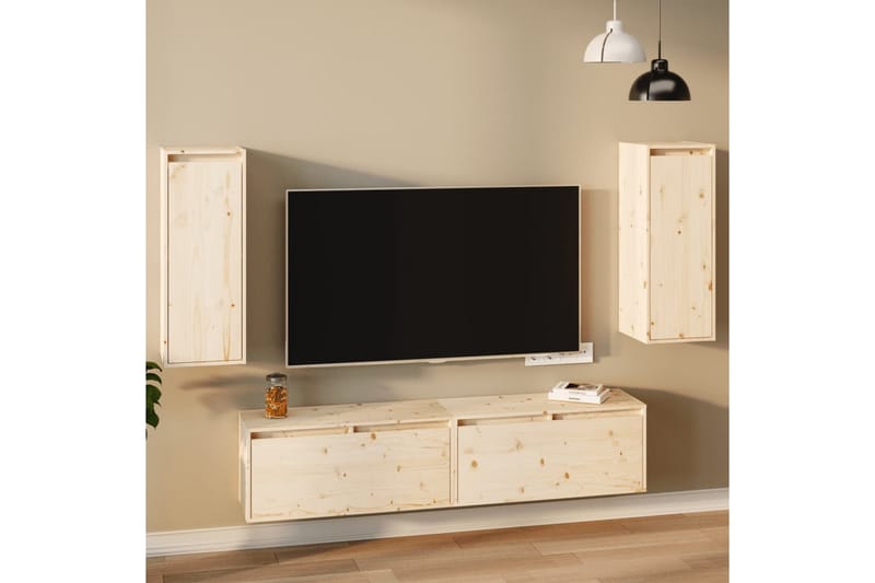 vægskabe 2 stk. 30x30x80 cm massivt fyrretræ - Brun - Møbler - TV borde & mediemøbler - TV-borde