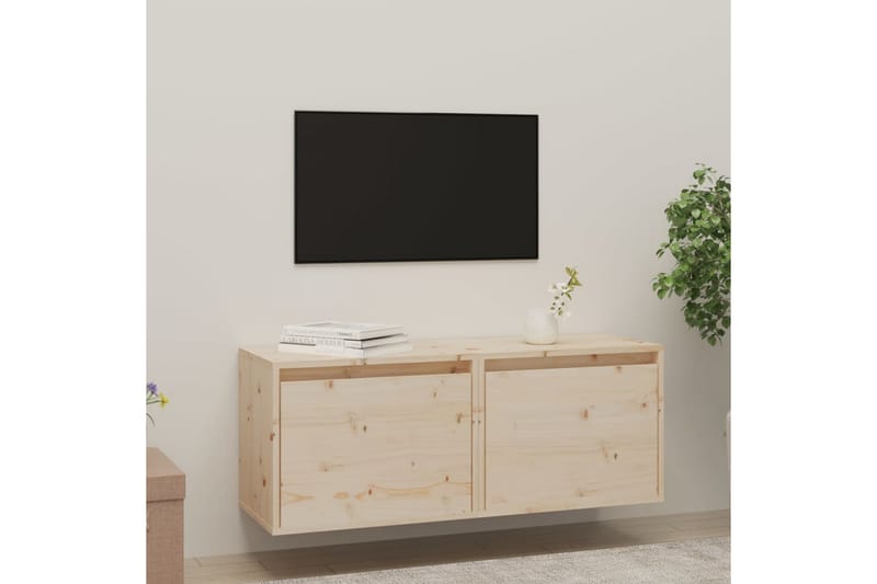 vægskabe 2 stk. 45x30x35 cm massivt fyrretræ - Brun - M�øbler - TV borde & mediemøbler - TV-borde
