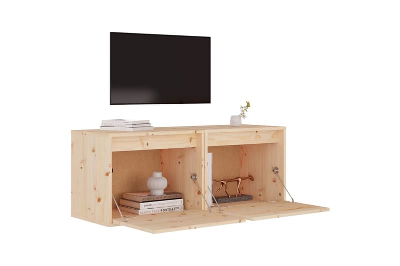 vægskabe 2 stk. 45x30x35 cm massivt fyrretræ - Brun - Møbler - TV borde & mediemøbler - TV-borde