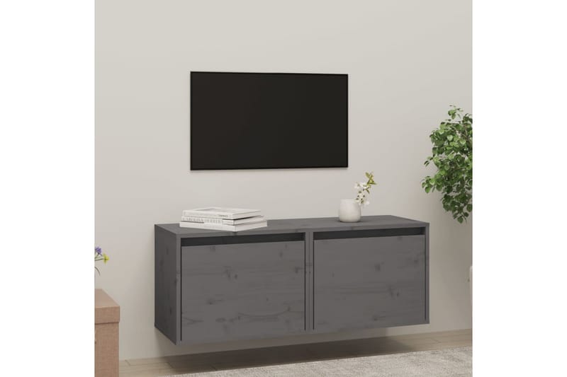 vægskabe 2 stk. 45x30x35 cm massivt fyrretræ grå - Grå - Møbler - TV borde & mediemøbler - TV-borde