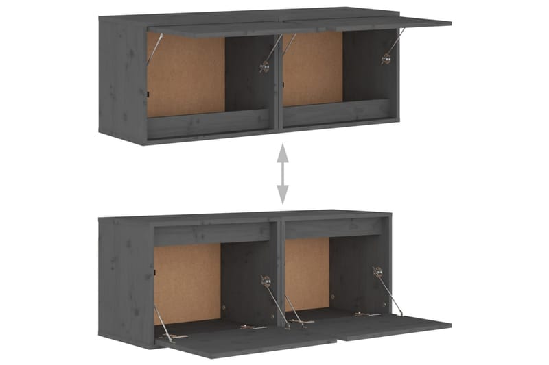 vægskabe 2 stk. 45x30x35 cm massivt fyrretræ grå - Grå - Møbler - TV borde & mediemøbler - TV-borde
