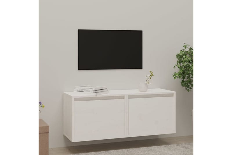 vægskabe 2 stk. 45x30x35 cm massivt fyrretræ hvid - Hvid - TV-borde