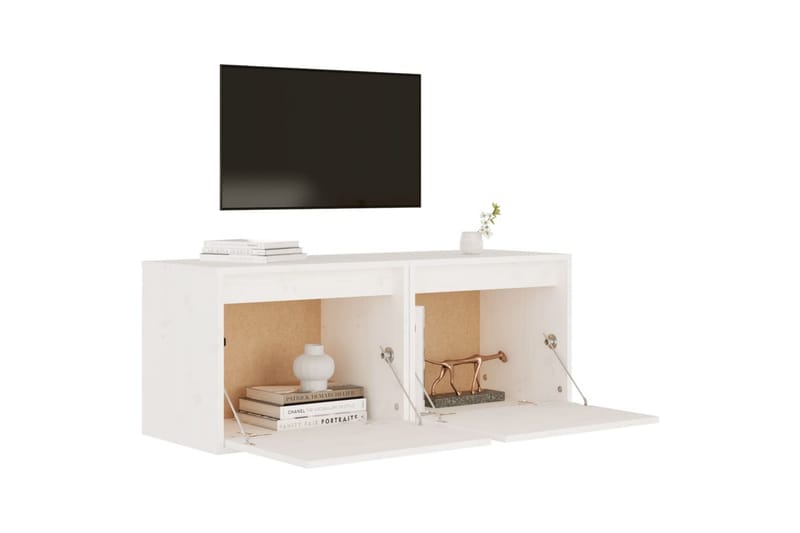 vægskabe 2 stk. 45x30x35 cm massivt fyrretræ hvid - Hvid - Møbler - TV borde & mediemøbler - TV-borde