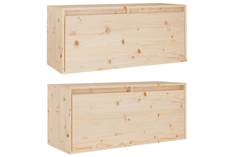 vægskabe 2 stk. 80x30x35 cm massivt fyrretræ - Brun - Møbler - TV borde & mediemøbler - TV-borde