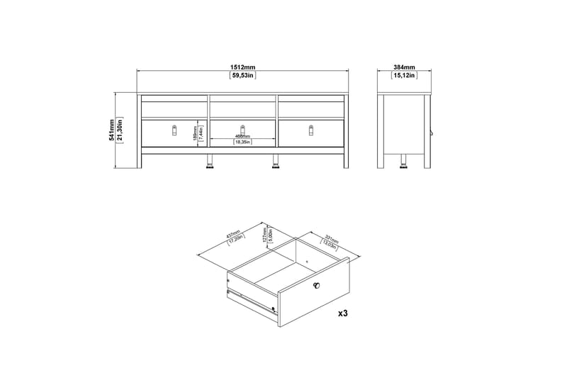 Vallvidera TV-bord 151 cm - Hvid/Natur - Møbler - TV borde & mediemøbler - TV-borde