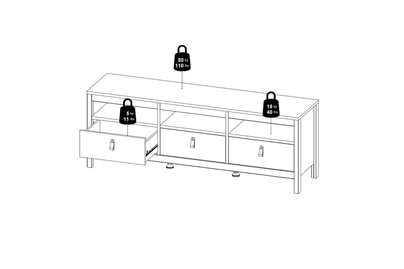 Vallvidera TV-bord 151 cm - Hvid/Natur - Møbler - TV borde & mediemøbler - TV-borde