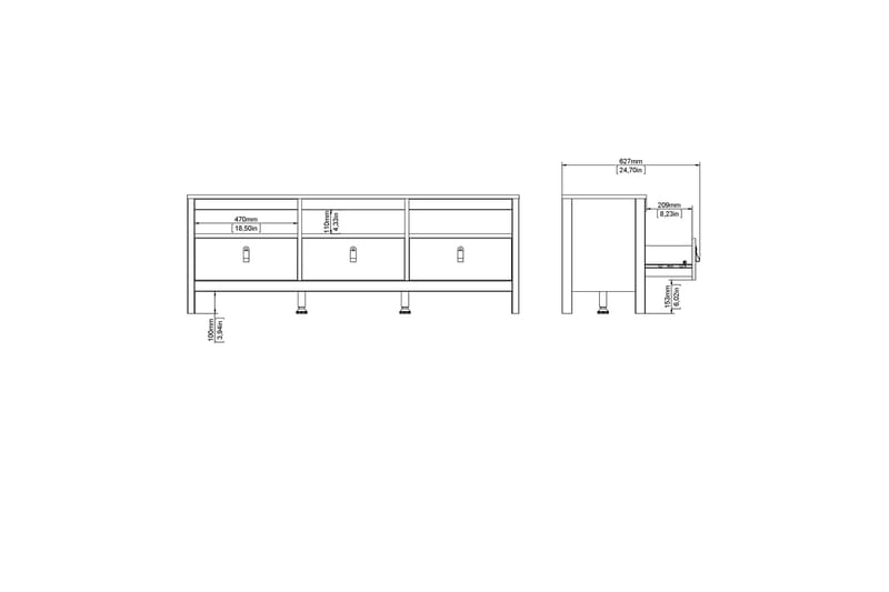 Vallvidera TV-bord 151 cm - Hvid/Natur - Møbler - TV borde & mediemøbler - TV-borde