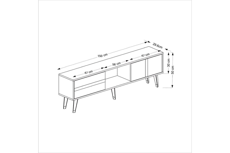 Vania TV-Bord 150 cm - Sølv - TV-borde