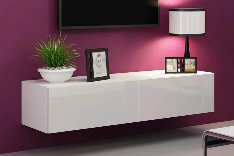 Vasil TV-Bord 140 cm - Hvid/Hvid Højglans - Møbler - TV borde & mediemøbler - TV-borde