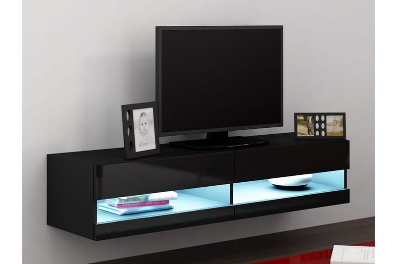 Vasil tv-bord 140x40x30 cm - Sort/hvid - TV-borde