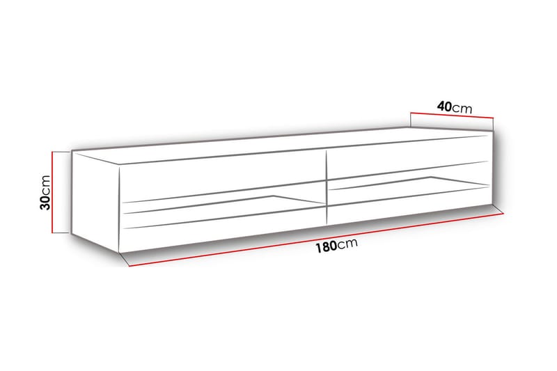 Vasil TV-Bord 180 cm Åben Reol - Hvid/Hvid Højglans - TV-borde