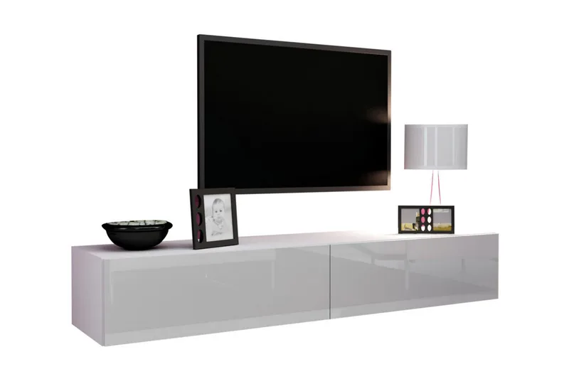Vasil TV-Bord 180 cm - Hvid/Hvid Højglans - Møbler - TV borde & mediemøbler - TV-borde