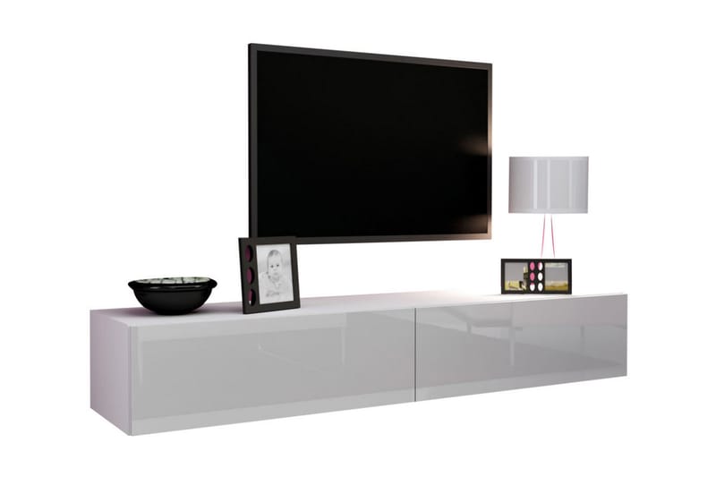 Vasil TV-Bord 180 cm - Hvid/Hvid Højglans - TV-borde