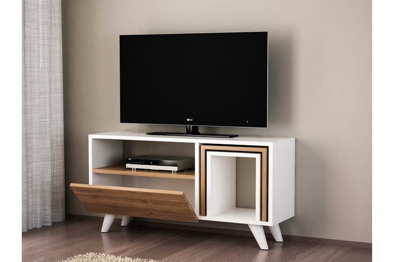 Vellavie tv-bænk 90 cm - Hvid/valnød - TV-borde