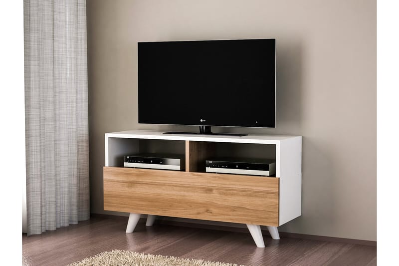 Vellavie tv-bænk 90 cm - Valnød/hvid - TV-borde
