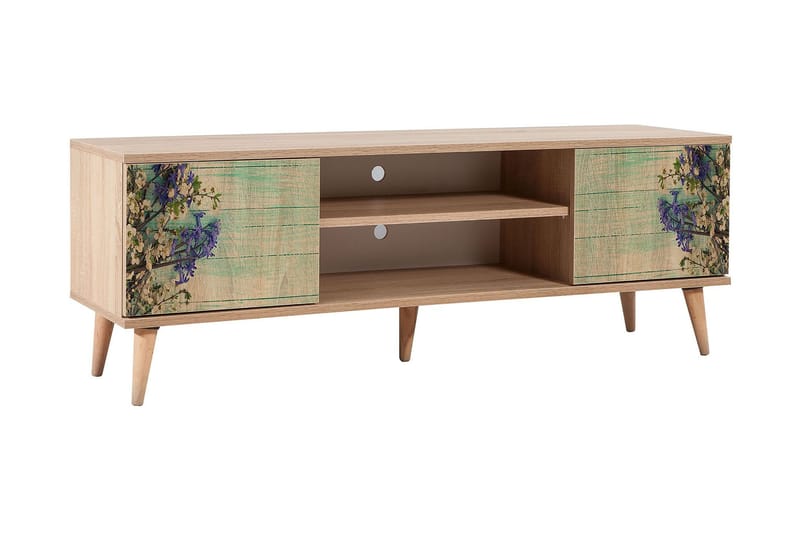 Vellavie TV-Bord 140 cm Kirsebærblomst, Brun/Grøn