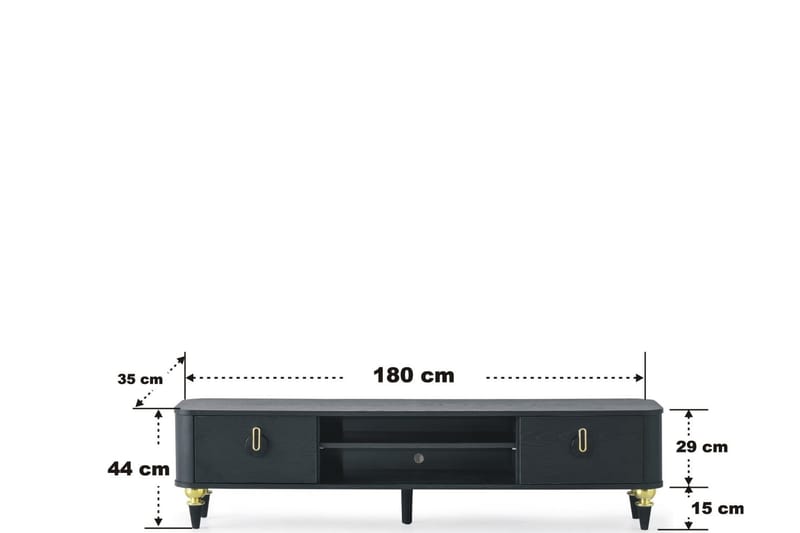 Viraa TV-Bord 180 cm - Guld/Sort - TV-borde