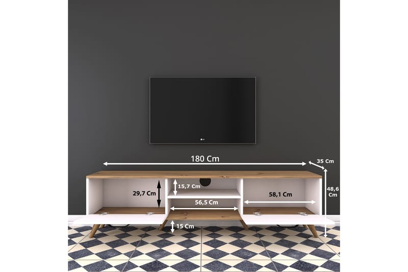 Virkesbo TV-Bord 180 cm - Hvid/brun - TV-borde