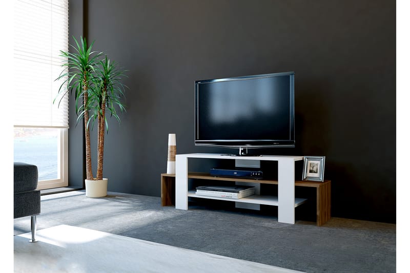 Winvar TV-bænk 120 cm Høj - Hvid/valnød - TV-borde