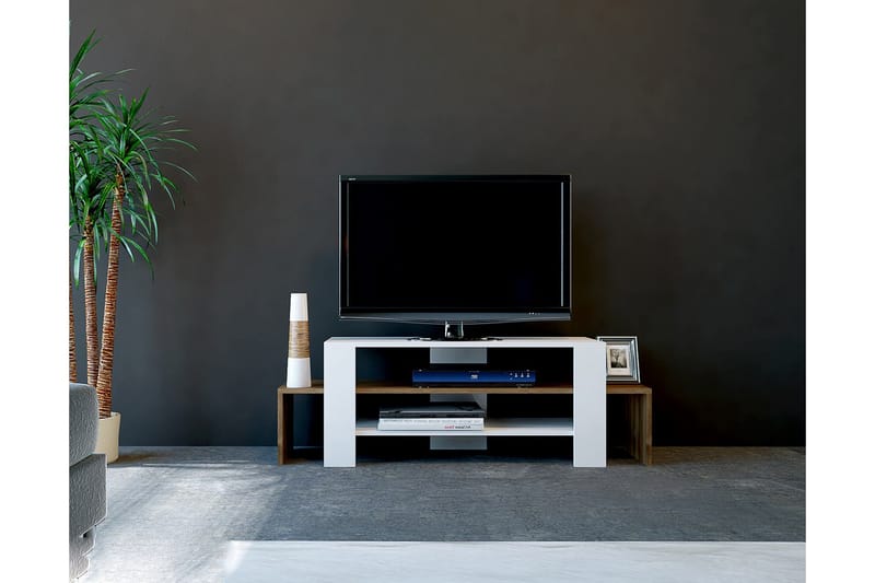 Winvar TV-bænk 120 cm Høj - Hvid/valnød - TV-borde