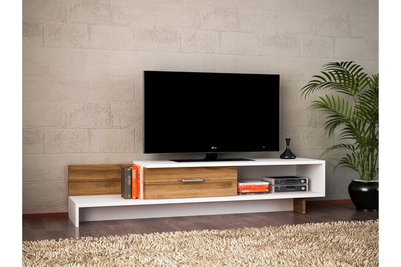 Wrapane TV-Bord 161 cm - Hvid/valnød - TV-borde