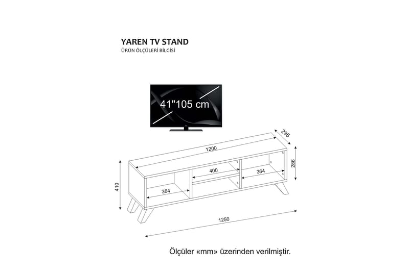 Yaren TV-bænk 125 cm - Hvid - TV-borde