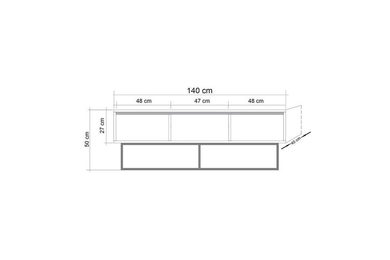 Zefiria TV-bord 140 cm - Mørkebrun/Sort - TV-borde