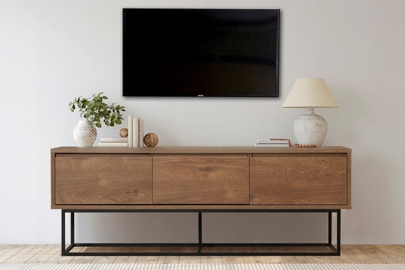 Zefiria TV-bord 140 cm - Mørkebrun/Sort - TV-borde