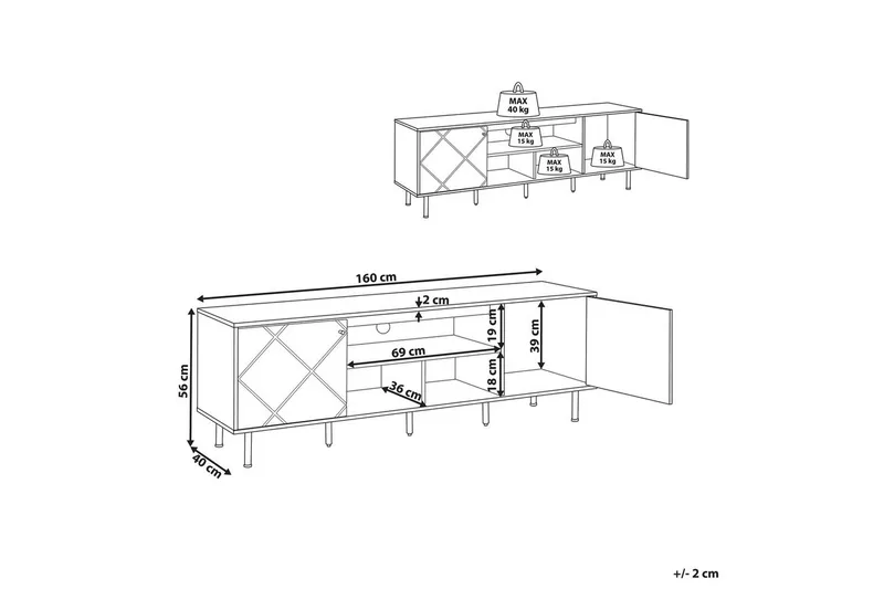 TV-bord Palmer Lyst træ, hvid - Lyst træ, hvid - Møbler - TV borde & mediemøbler - TV-borde